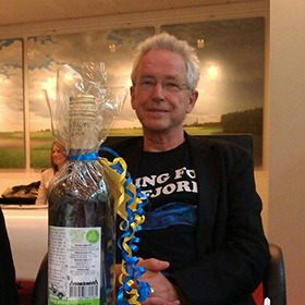 René Dijkgraaf poseert met zijn eerste prijs in Lisse (2014)